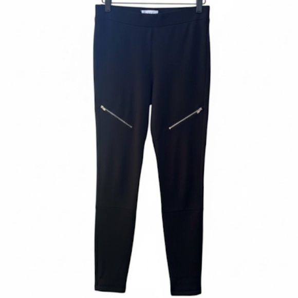 Parker Smith Black Pull On Slim Fit Pants Silver Zippers On Legs Size Small EUC! - Picture 1 of 8